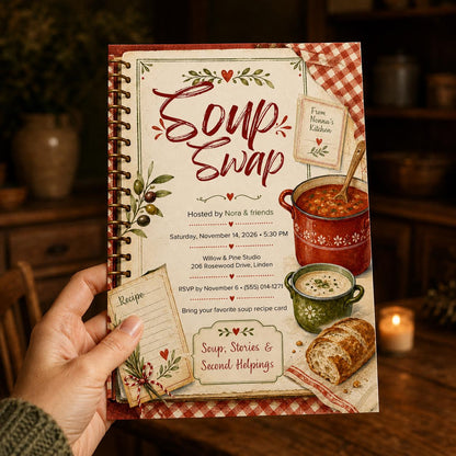 Soup Swap Invitation — print-ready Friendsgiving design from VoltBy