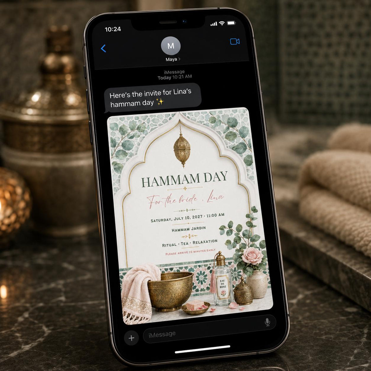 Spa Bridal Shower Invitation — invitation you personalize in Canva