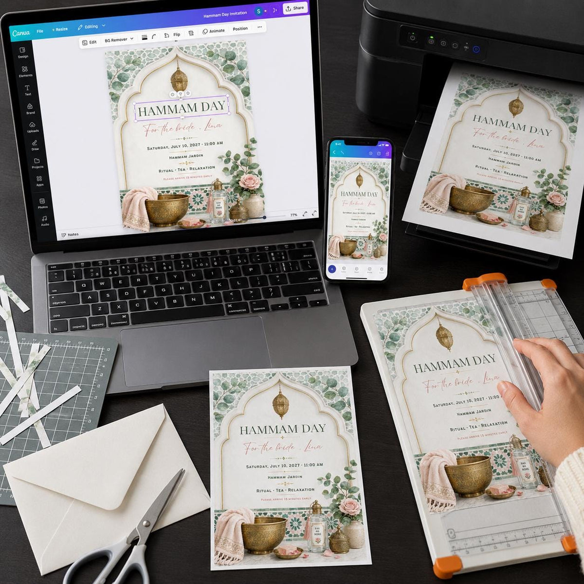 Spa Bridal Shower Invitation — digital invitation, instant download