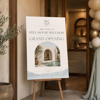 Spa Wellness Grand Opening Welcome Sign — welcome sign you personalize in Canva