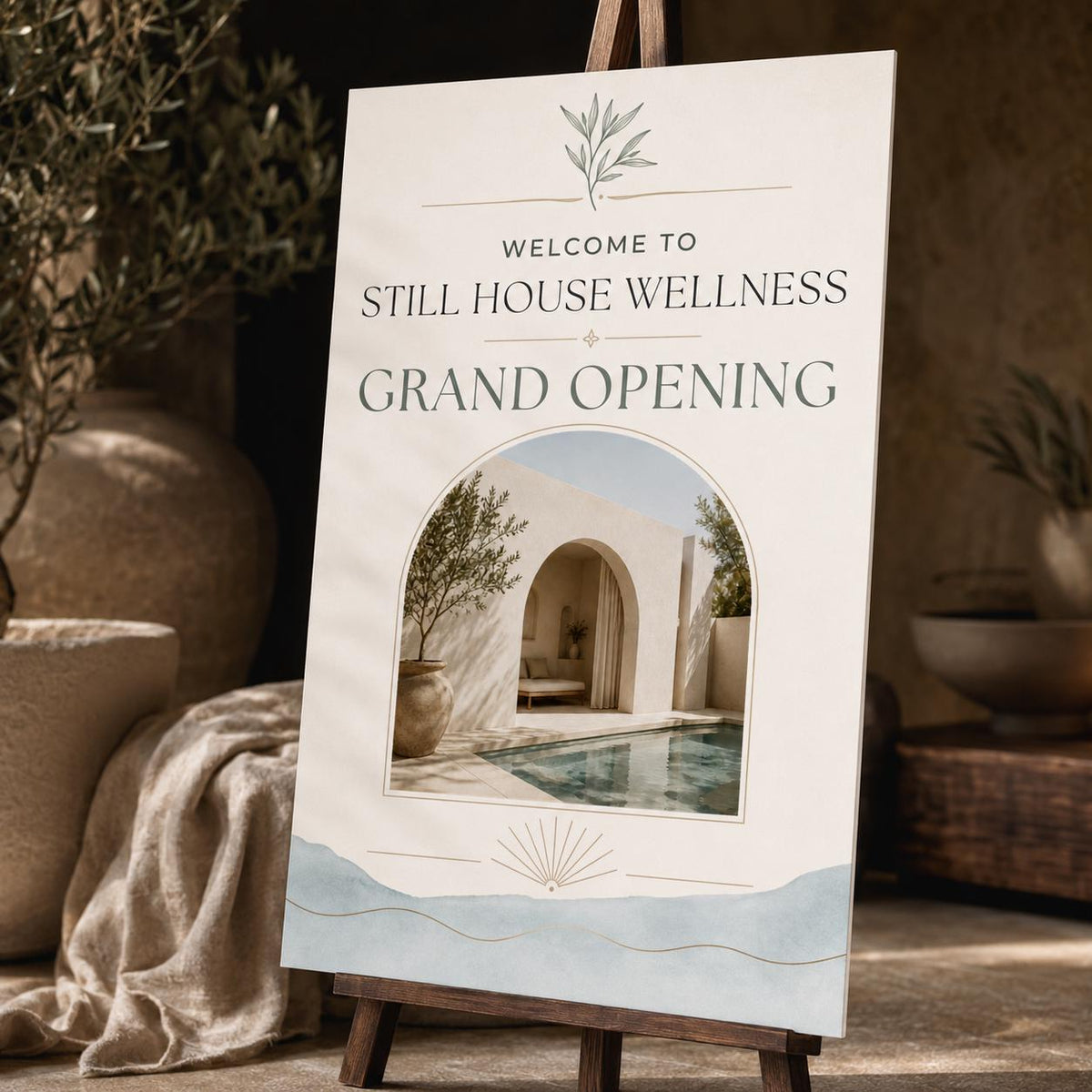 Spa Wellness Grand Opening Welcome Sign — print-ready grand opening design from VoltBy