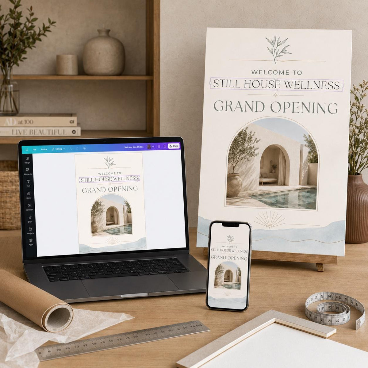 Spa Wellness Grand Opening Welcome Sign — grand opening stationery by VoltBy