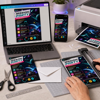 Space 12th Birthday Gamer Invitation for Boys — invitation you personalize in Canva