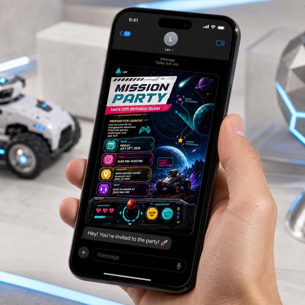 Space 12th Birthday Gamer Invitation for Boys — digital invitation, instant download