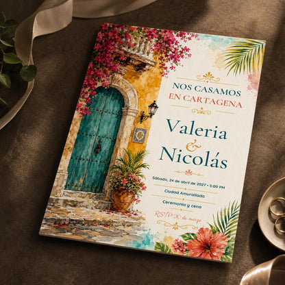 Spanish Cartagena Wedding Invitation — digital invitation, instant download