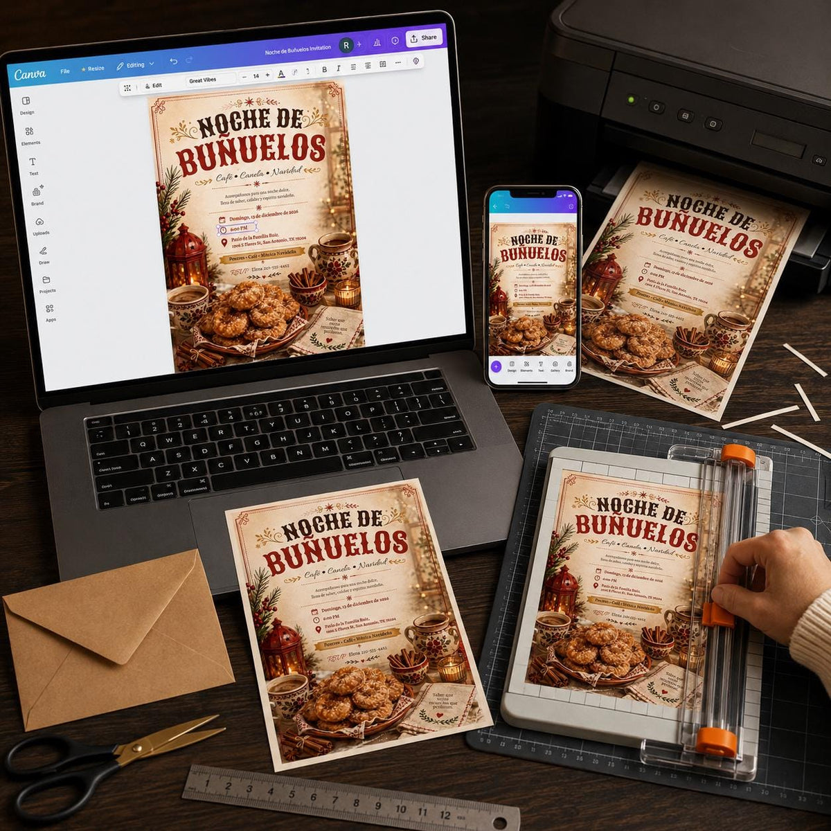 Spanish Christmas Invitation — digital invitation, instant download