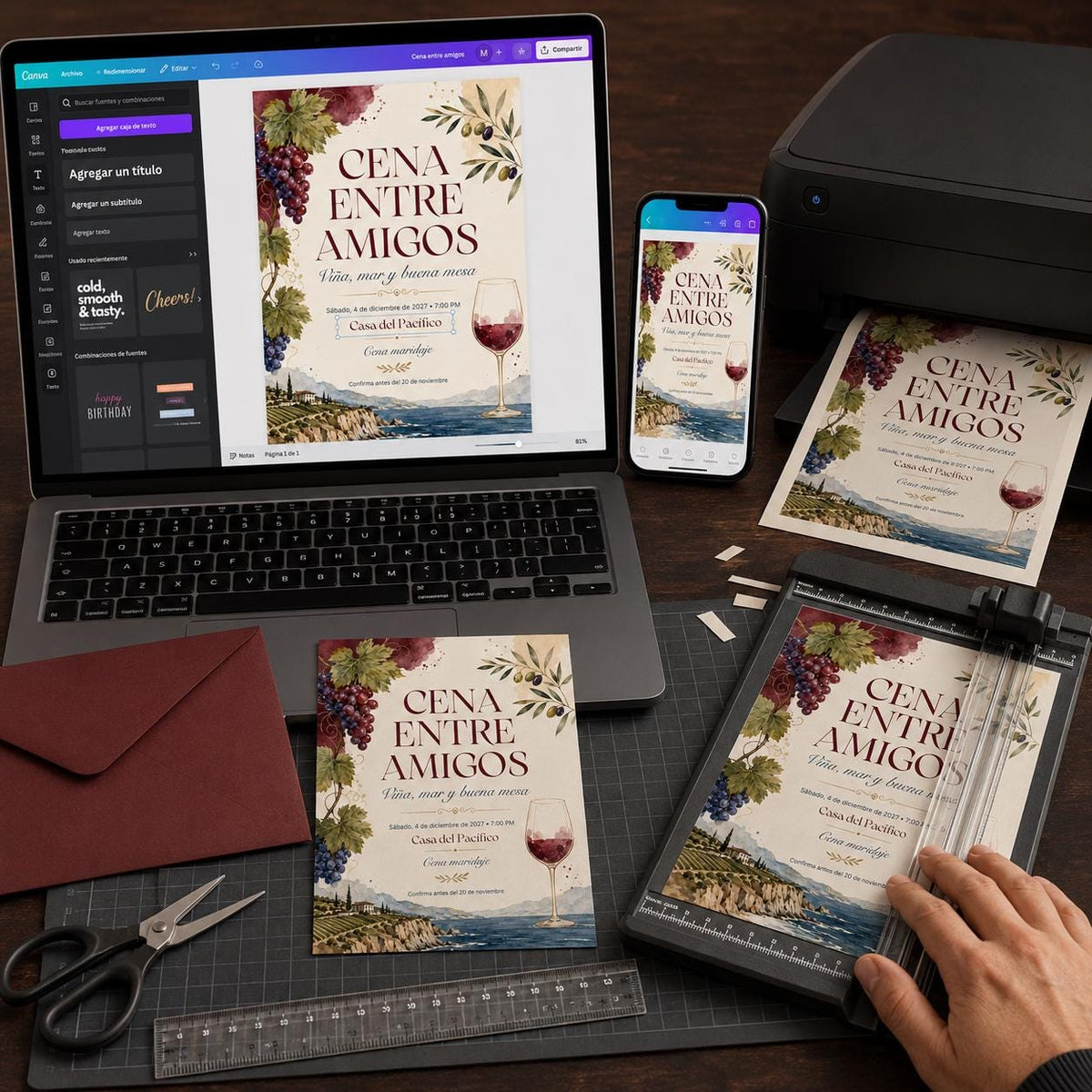Spanish Wine Dinner Invitation — digital invitation, instant download