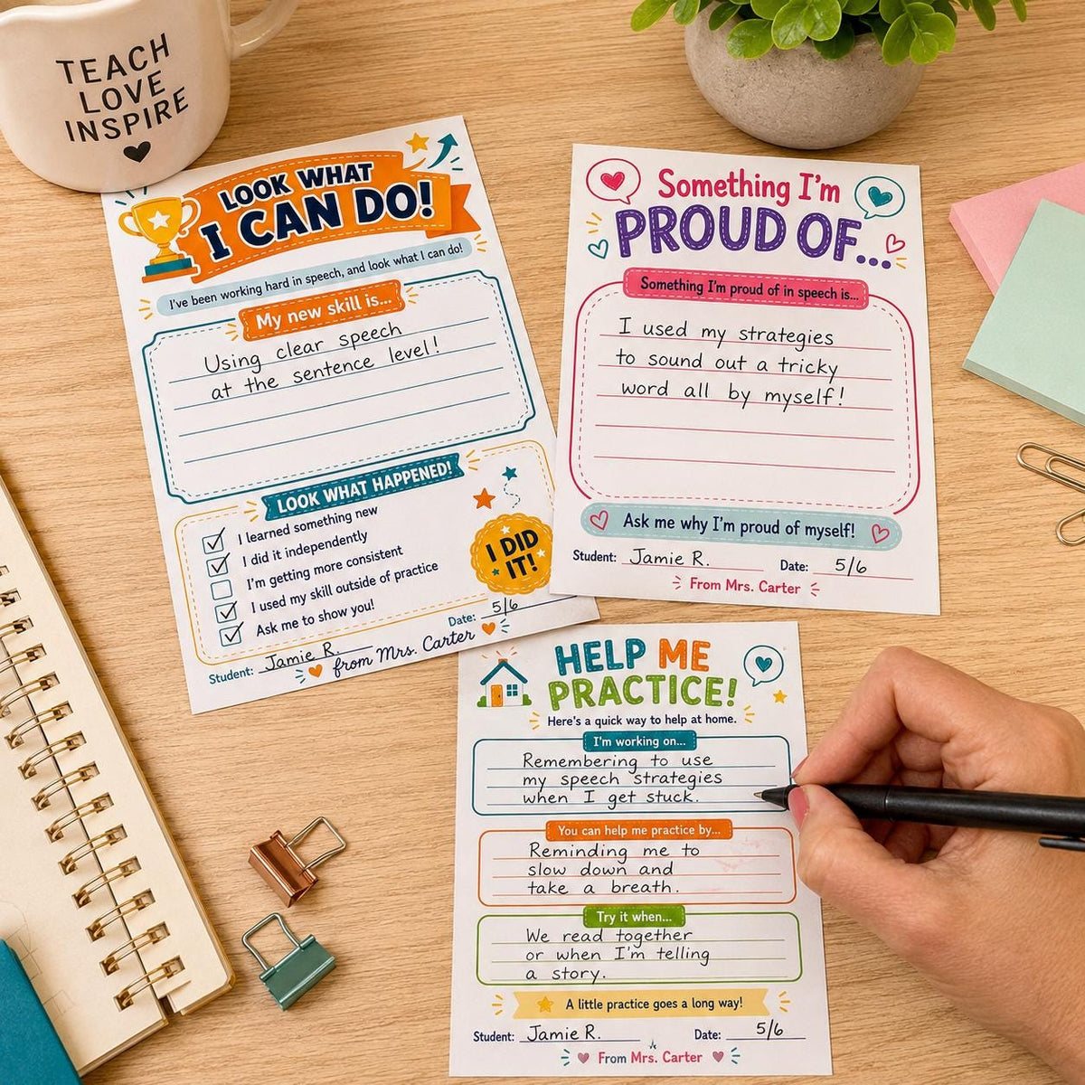 Speech Therapy Parent Communication Notes — print-ready celebration design from VoltBy