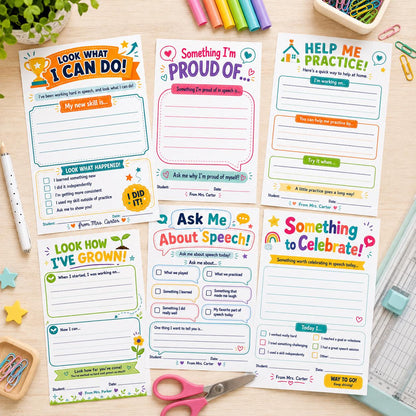 Speech Therapy Parent Communication Notes — digital teacher printable, instant download