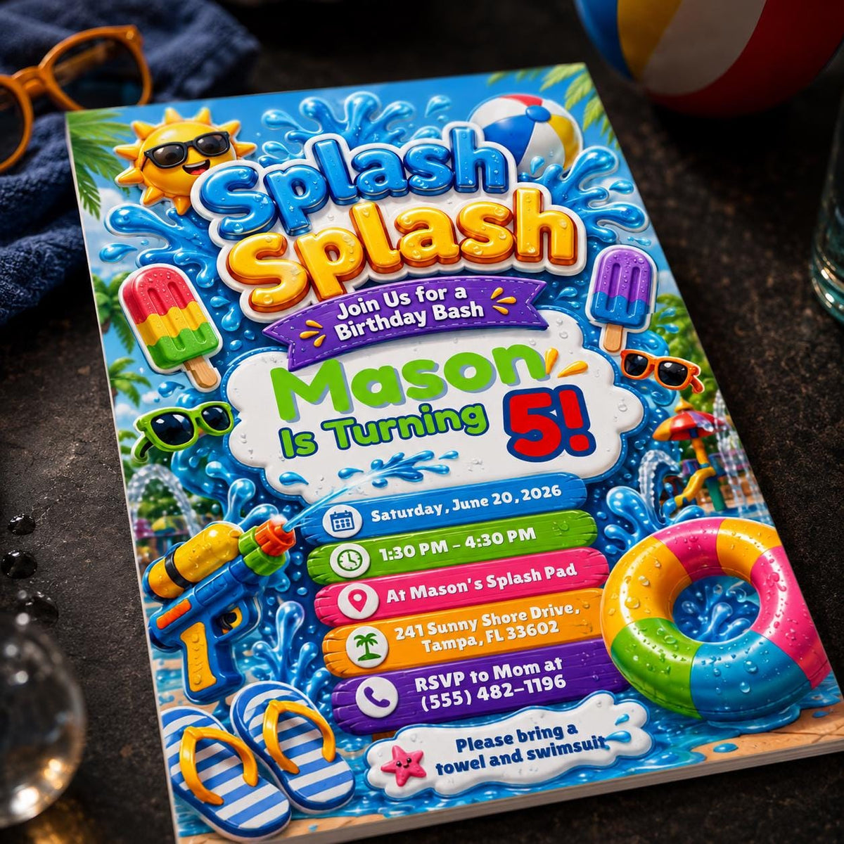 Splash Pad Birthday Invitation — invitation you personalize in Canva