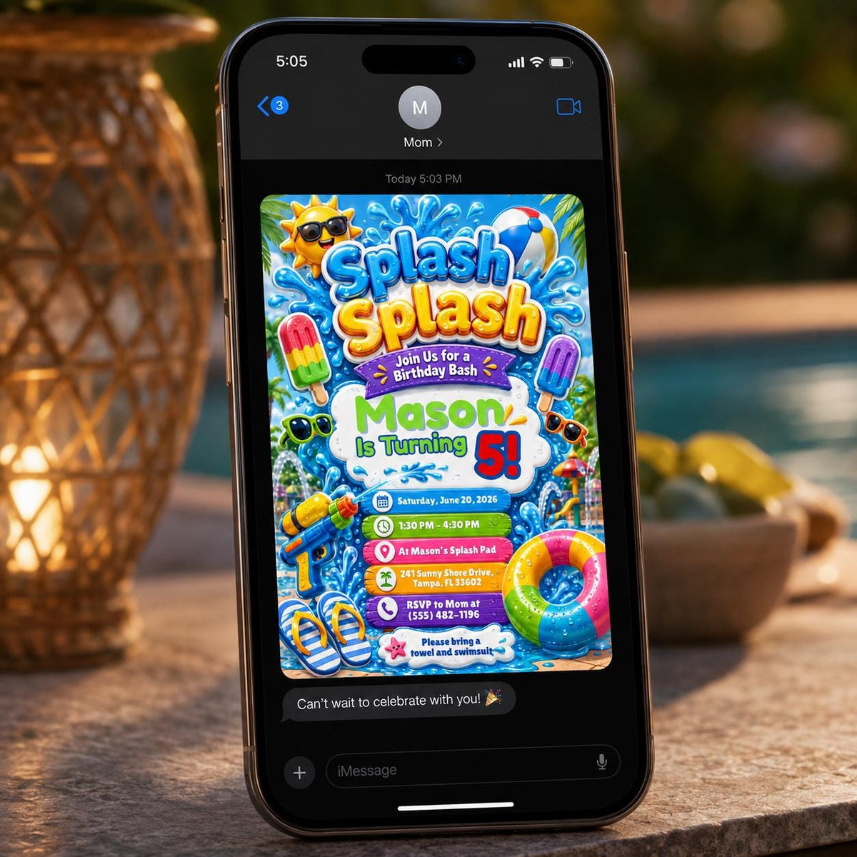 Splash Pad Birthday Invitation — print-ready birthday party design from VoltBy
