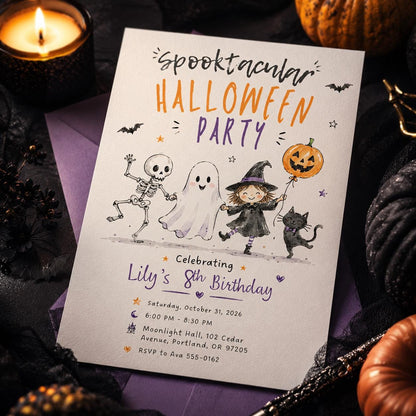Spooky Kids Halloween Birthday Invitation — invitation you personalize in Canva