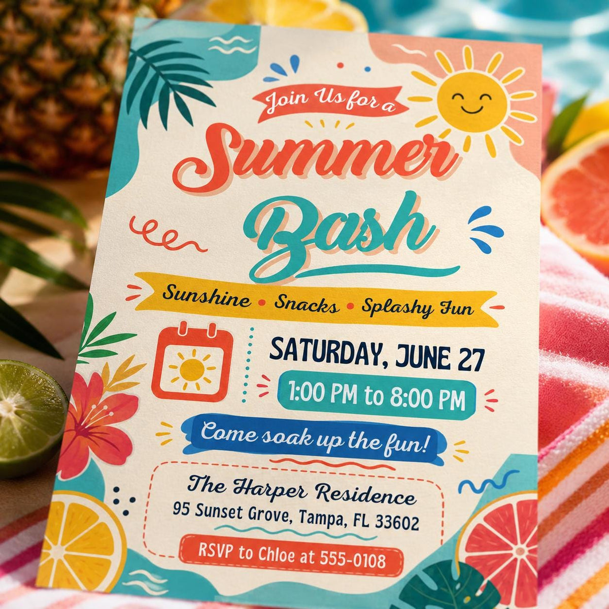 Summer Bash Invitation — invitation you personalize in Canva