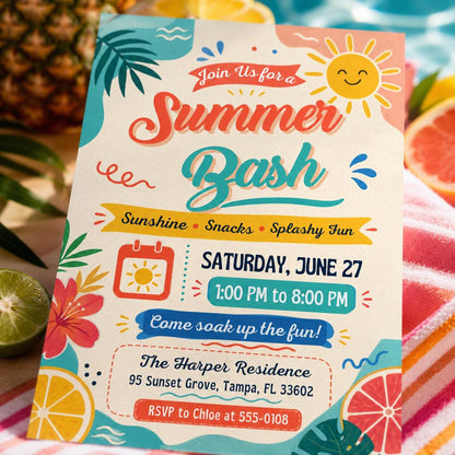 Summer Bash Invitation — invitation you personalize in Canva