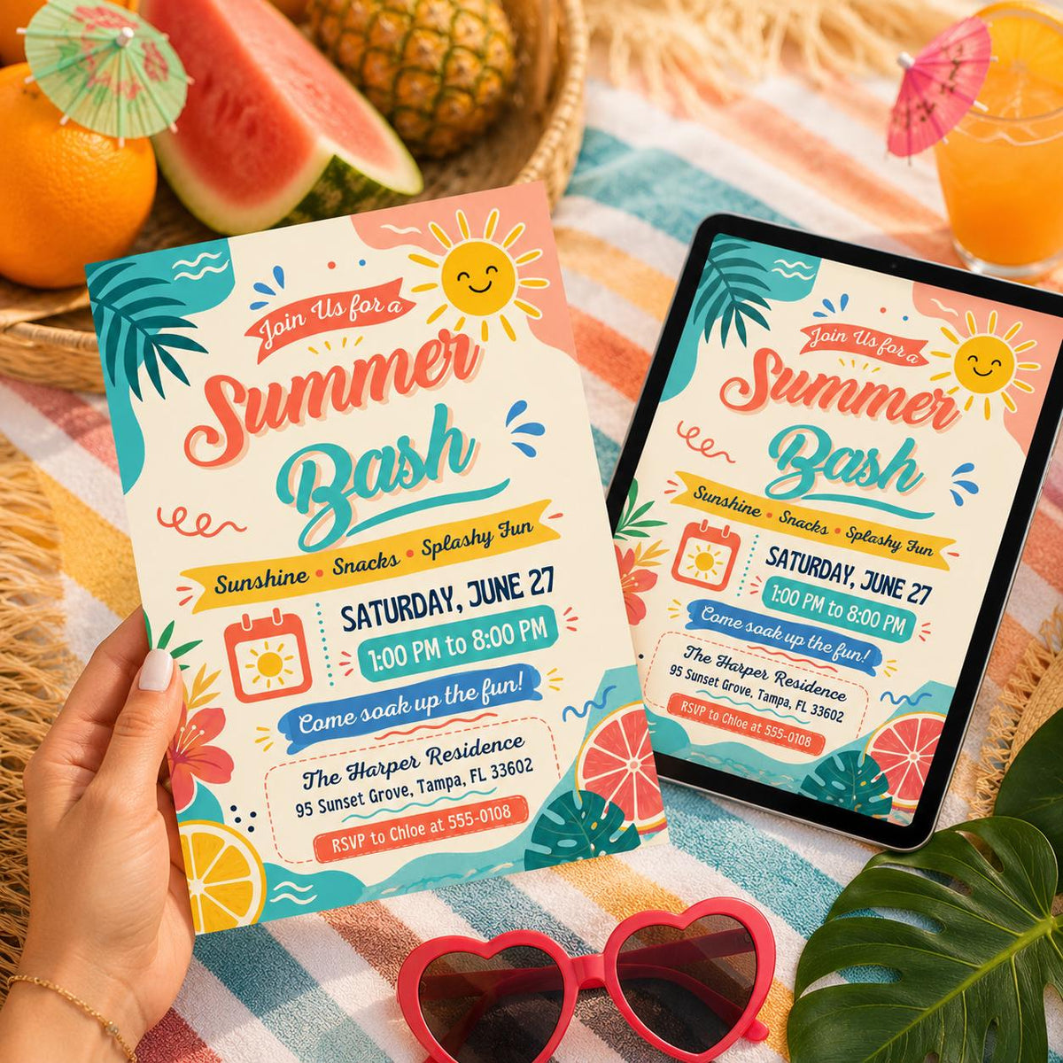 Summer Bash Invitation — digital invitation, instant download