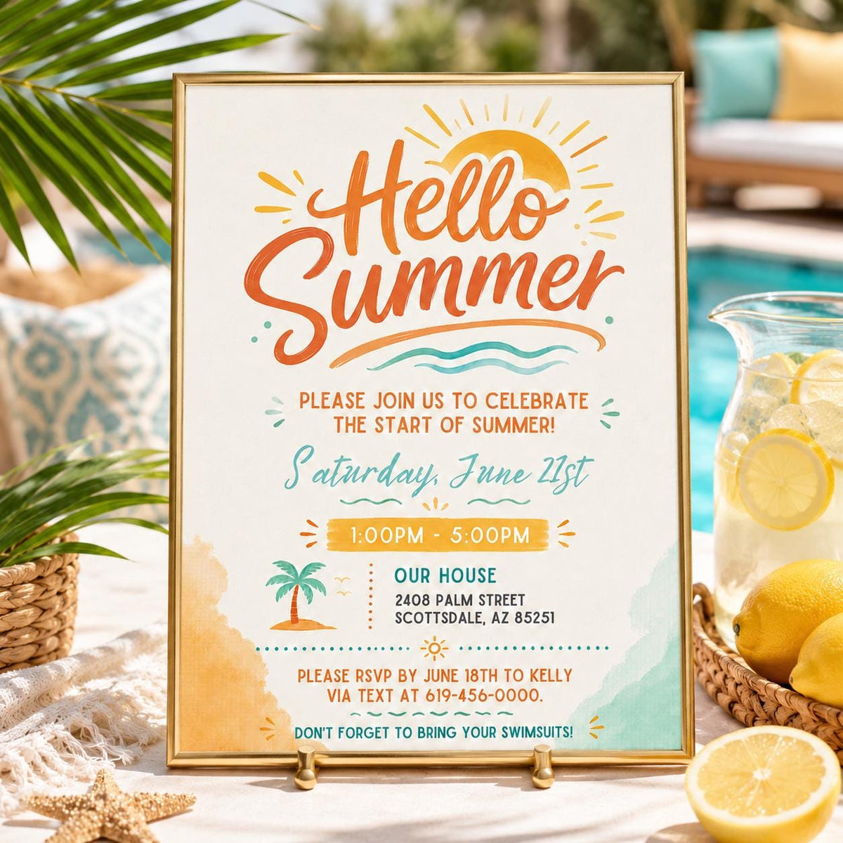 Sun End of School Party Invitation — digital invitation, instant download