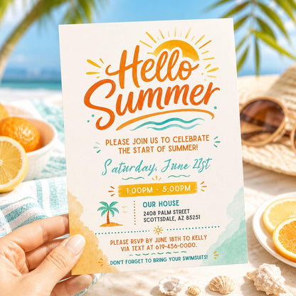 Sun End of School Party Invitation — end-of-year celebration stationery by VoltBy