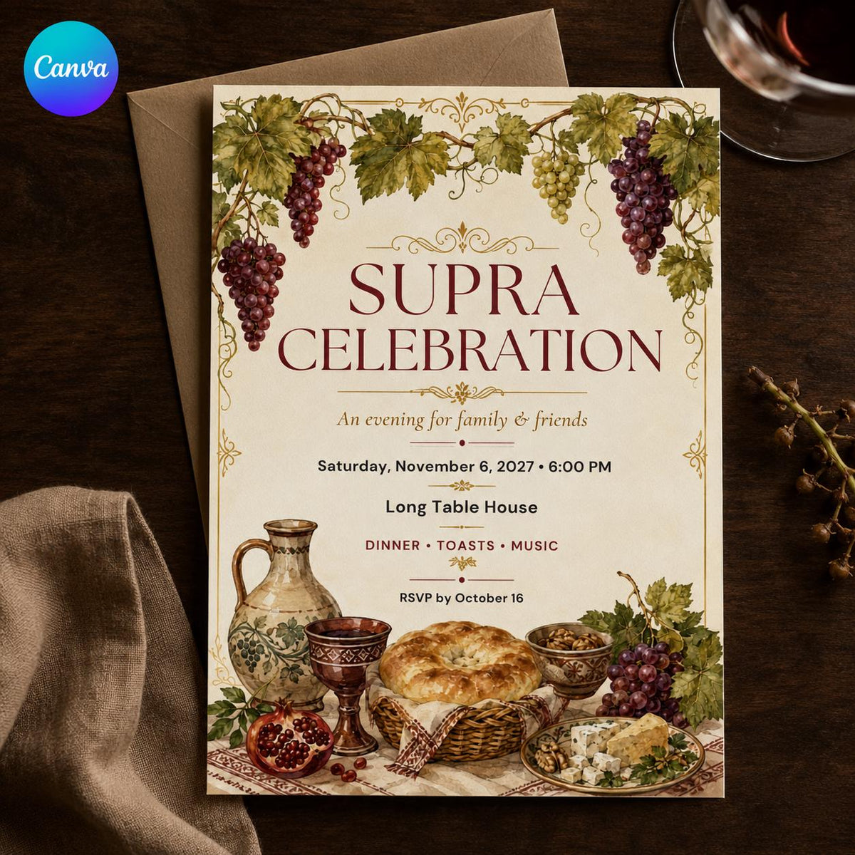 Supra Celebration Invitation — editable Canva template