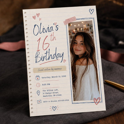 Sweet 16 Birthday Invitation for Girls — invitation you personalize in Canva