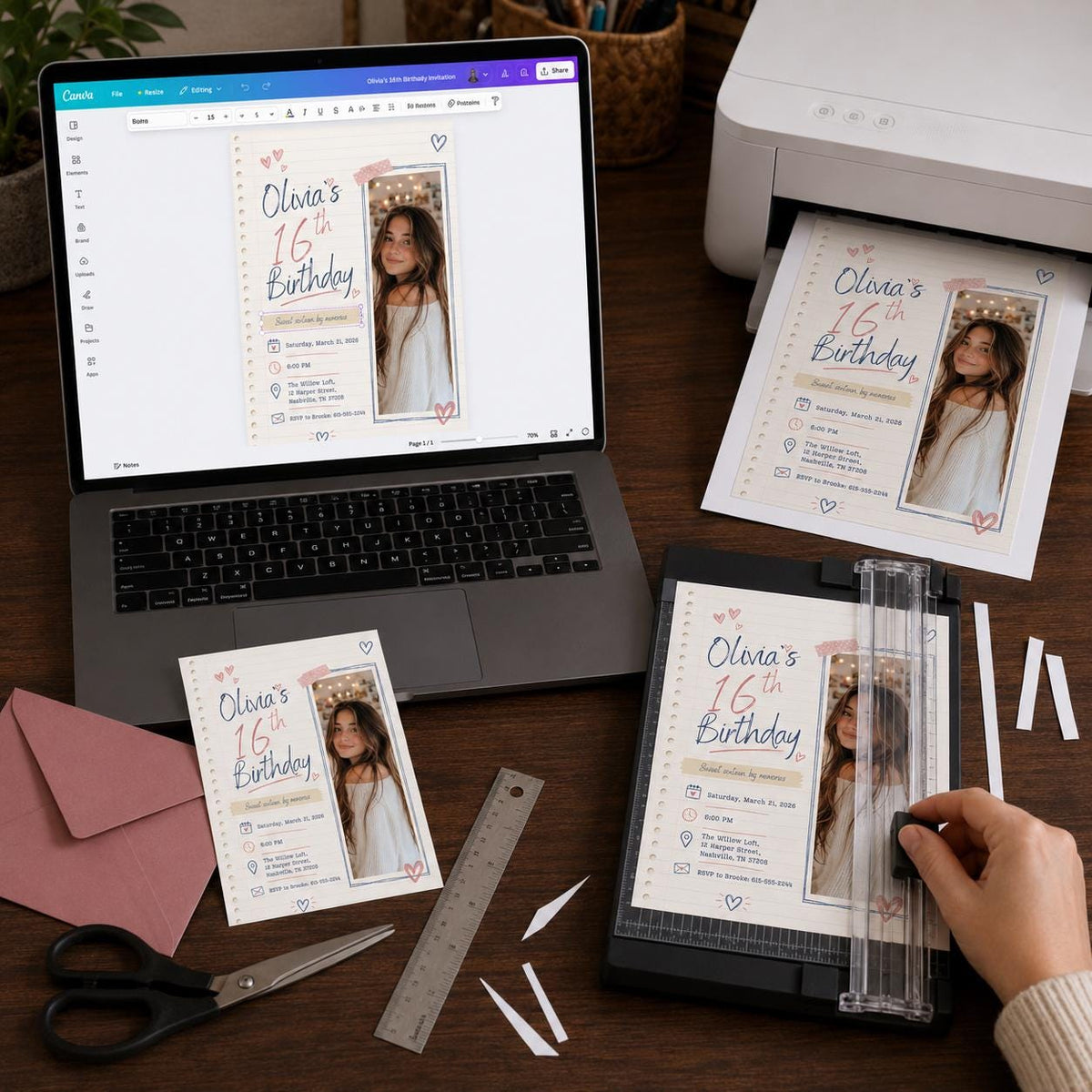 Sweet 16 Birthday Invitation for Girls — print-ready sweet 16 design from VoltBy