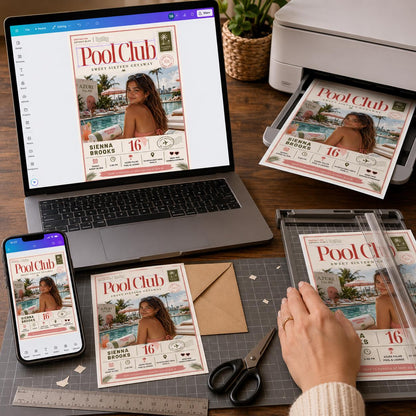 Sweet 16 Pool Party Invitation for Girls — invitation you personalize in Canva