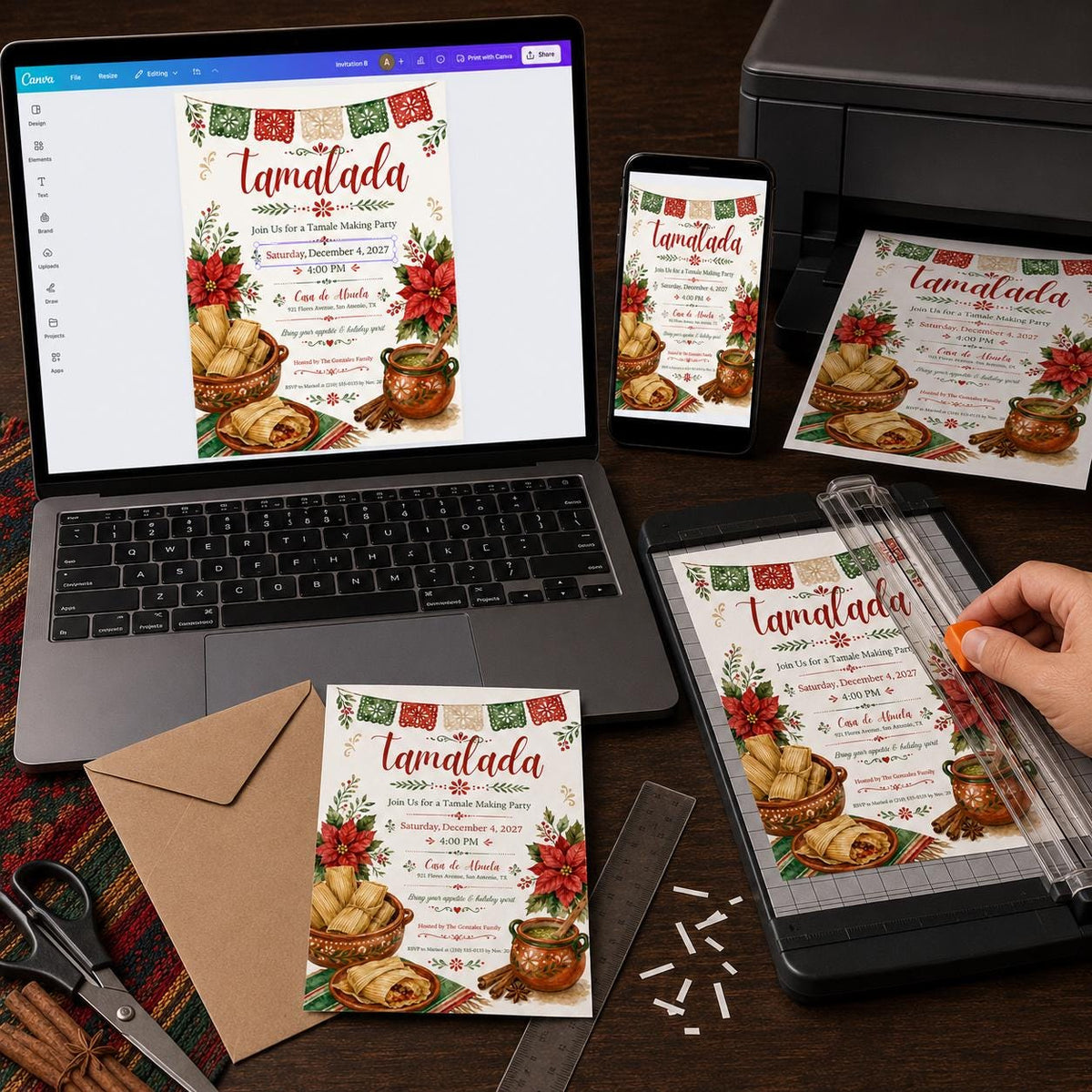 Tamalada Invitation — digital invitation, instant download