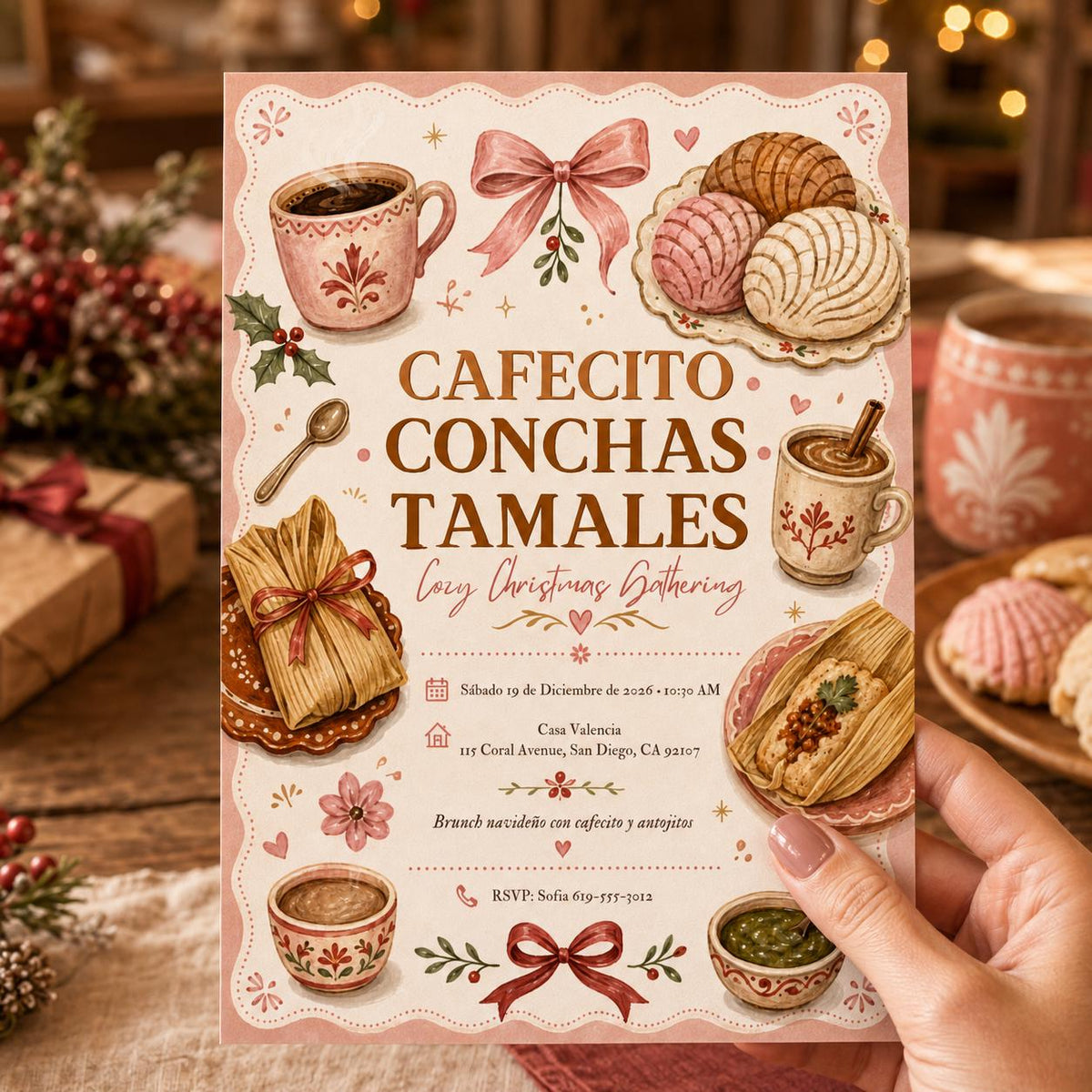Tamale Party Invitation — print-ready Christmas celebration design from VoltBy