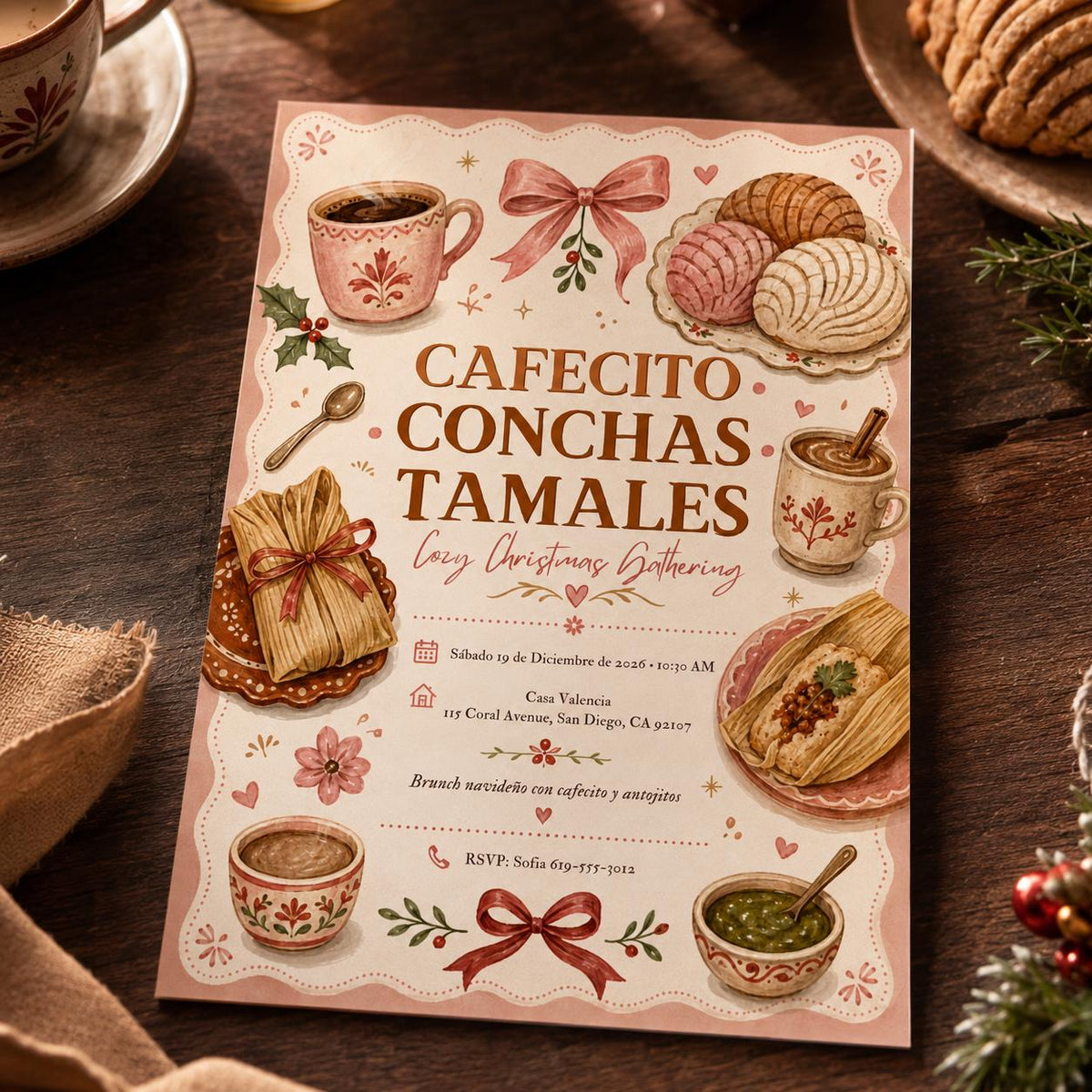 Tamale Party Invitation — Christmas celebration stationery by VoltBy