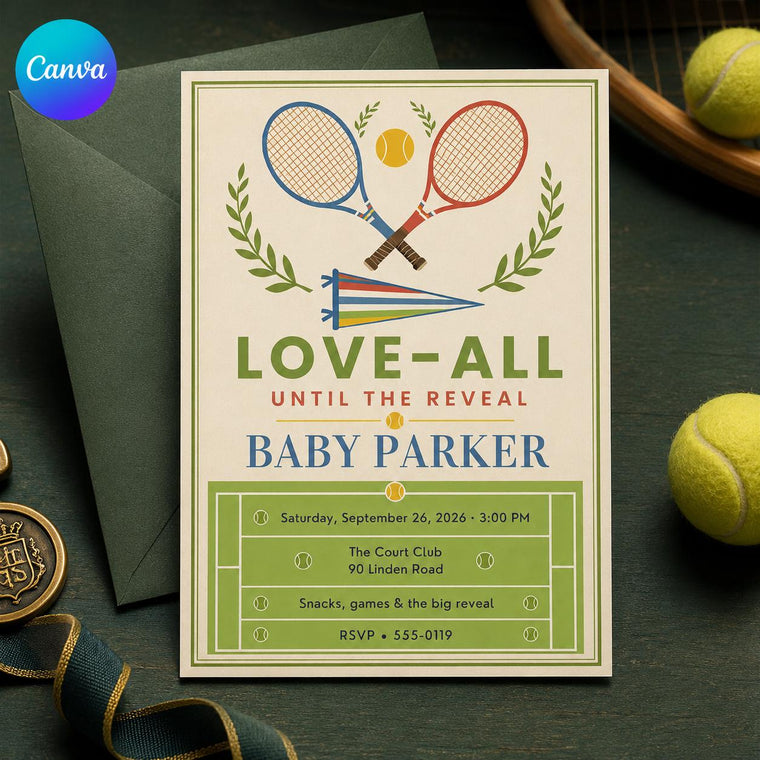 Tennis Gender Reveal Invitation
