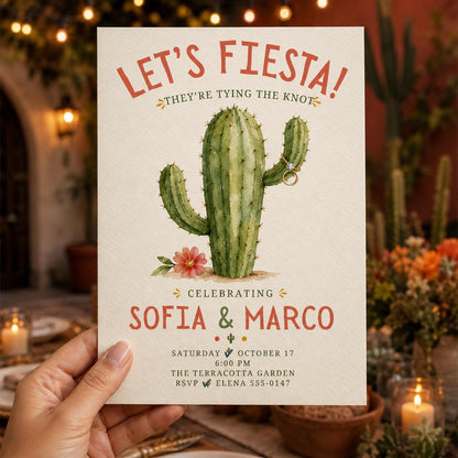 Terracotta Boho Fiesta Wedding Invitation — invitation you personalize in Canva