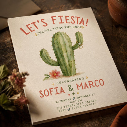 Terracotta Boho Fiesta Wedding Invitation — digital invitation, instant download