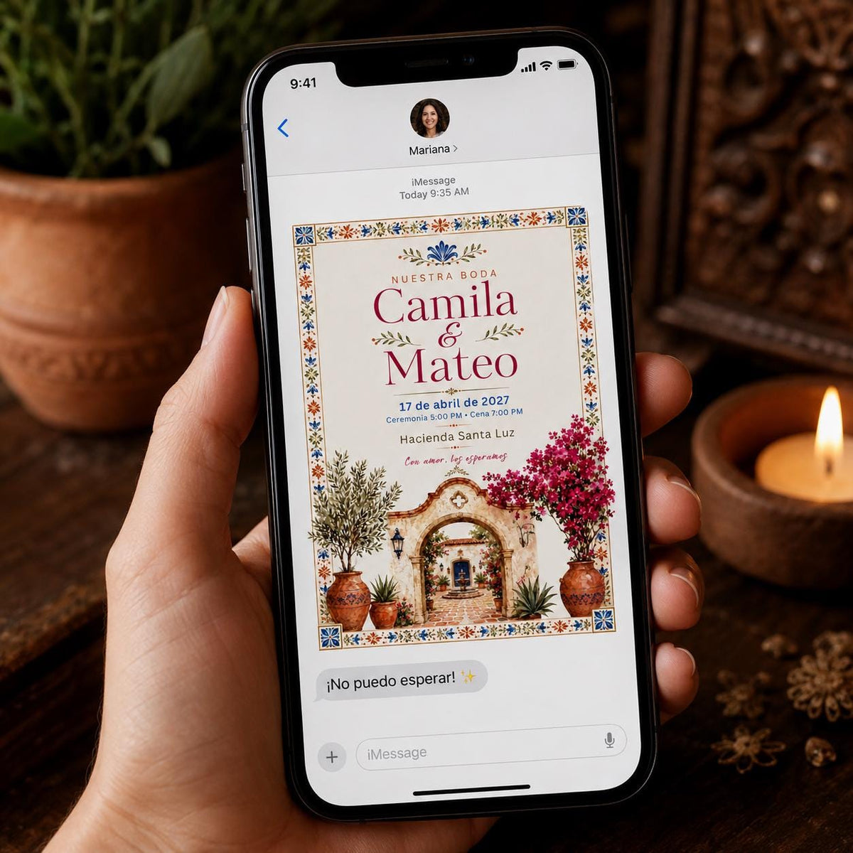 Terracotta Floral Spanish Wedding Invitation — fiesta design