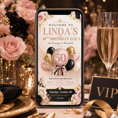 50th Birthday Invitation , Canva Template __etsy:8093968065