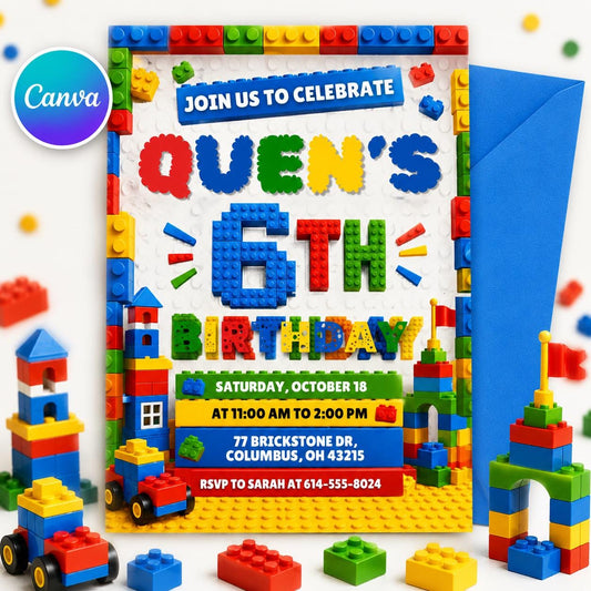 6th Birthday Invitation, Girl Birthday Invite, 6th Birthday Party, Canva Template __etsy:8046074496