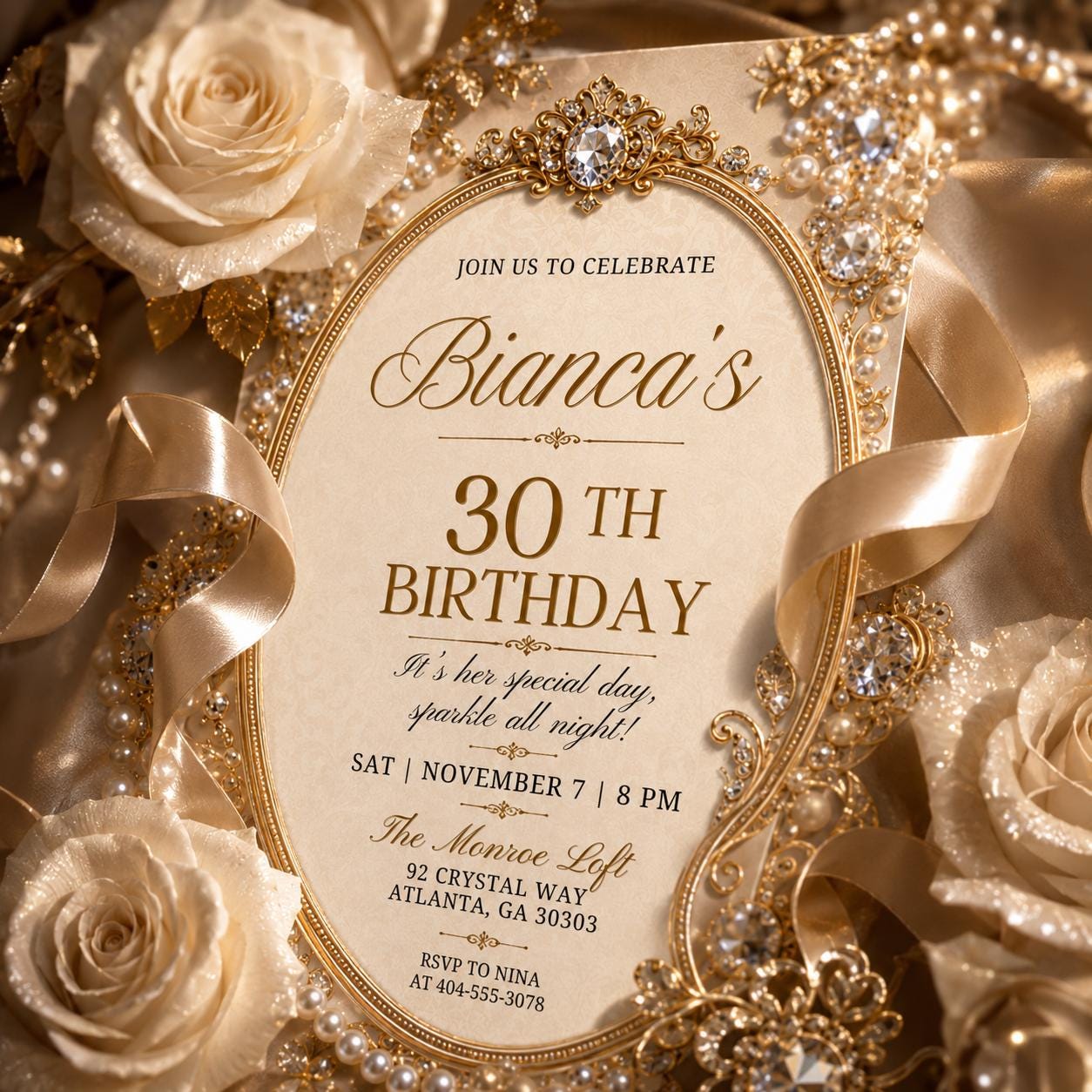 30th Birthday Invitation for Him, 30th Invite Template Evite, Editable Canva Template, Black and Gold Balloon Birthday Party Invitation __etsy:8038119102