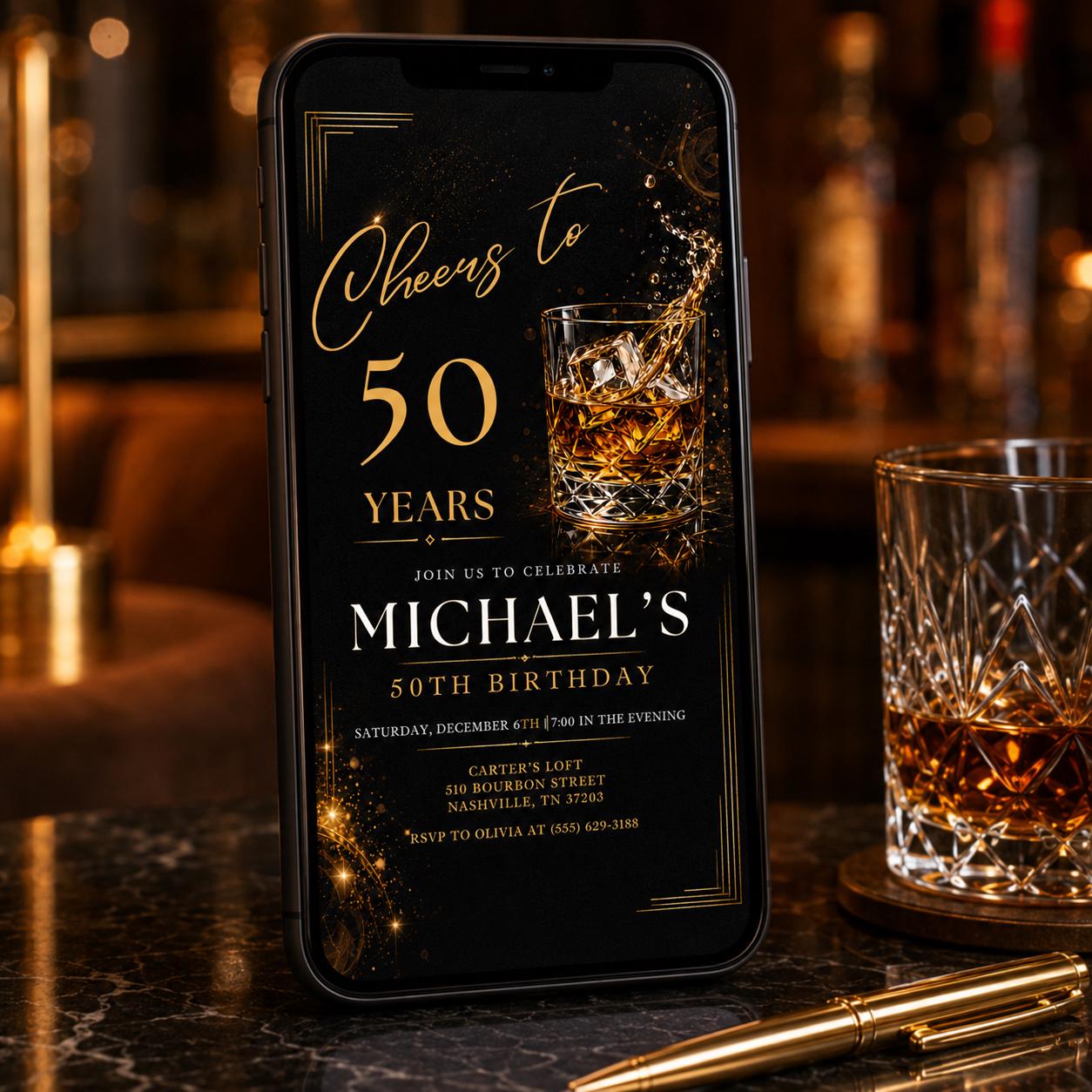 50th Birthday Invitation, 50th Birthday Invitation Template Editable Cheers to 50 Years Adult Birthday Party Invite Beer Theme Canva __etsy:8027267286