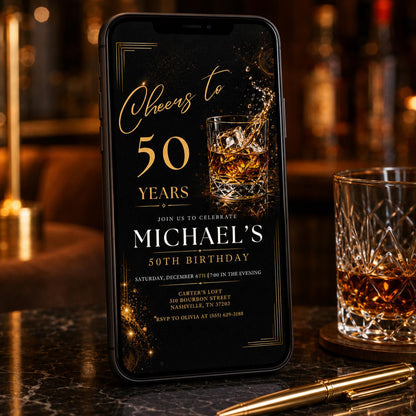 50th Birthday Invitation, 50th Birthday Invitation Template Editable Cheers to 50 Years Adult Birthday Party Invite Beer Theme Canva __etsy:8027267286