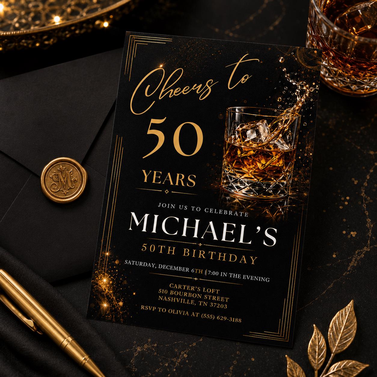 50th Birthday Invitation, 50th Birthday Invitation Template Editable Cheers to 50 Years Adult Birthday Party Invite Beer Theme Canva __etsy:8027267318