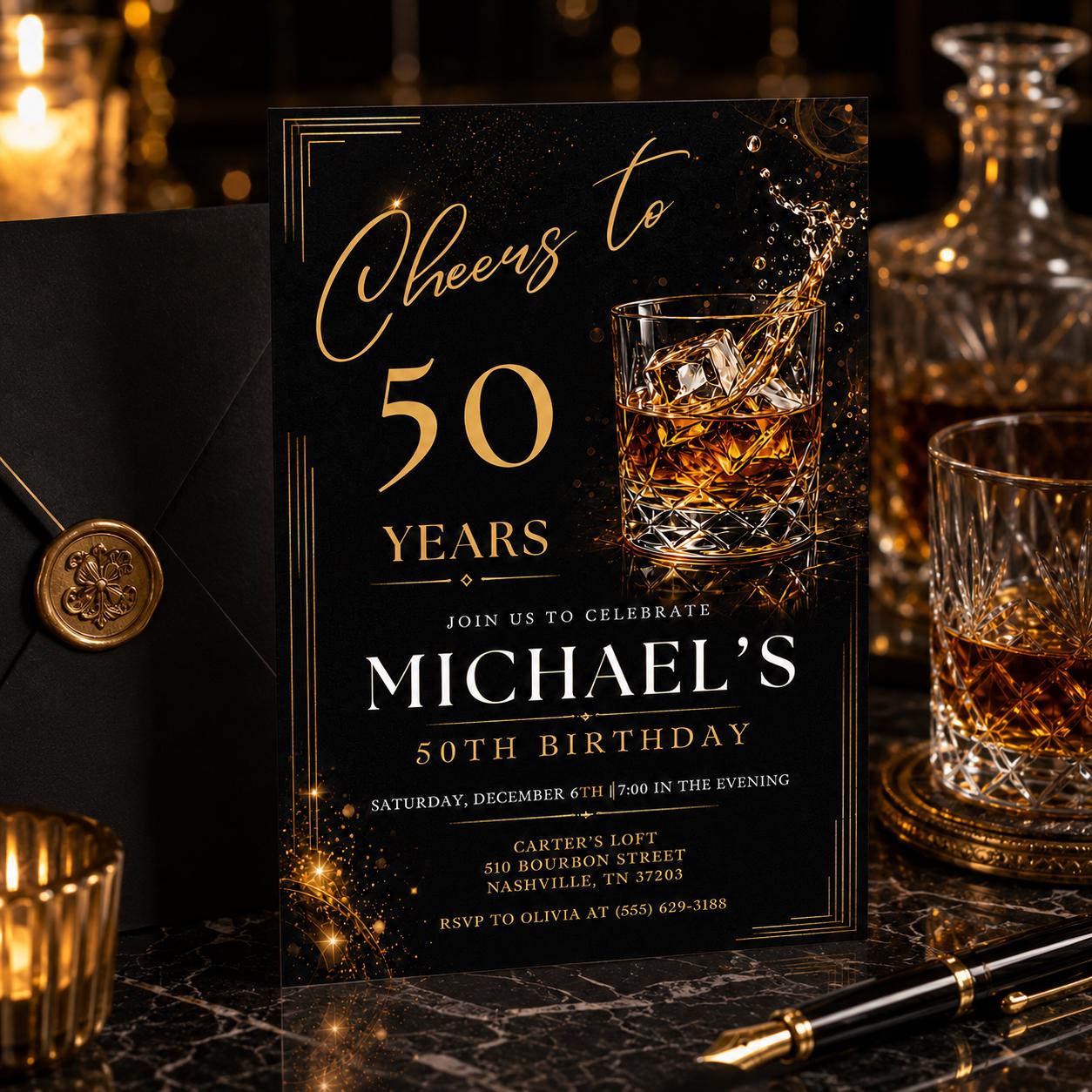 50th Birthday Invitation, 50th Birthday Invitation Template Editable Cheers to 50 Years Adult Birthday Party Invite Beer Theme Canva __etsy:8075180297