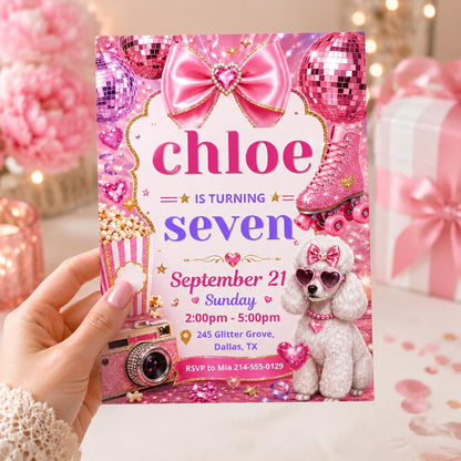 7th Birthday Invite, In My Birthday Era Invite, Friendship Bracelet Invite, Purple Disco Ball Birthday, Dance Party Invite, Pop Music Invite __etsy:8054938551
