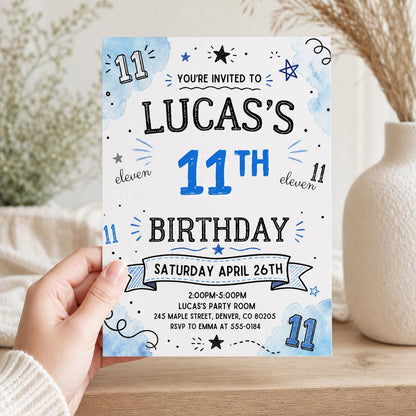 11th Boy Birthday Invitation, Editable Canva Boy Birthday Invitation, Teenager Birthday Invite, 11th Birthday Invitation, Canva Template __etsy:8033772087