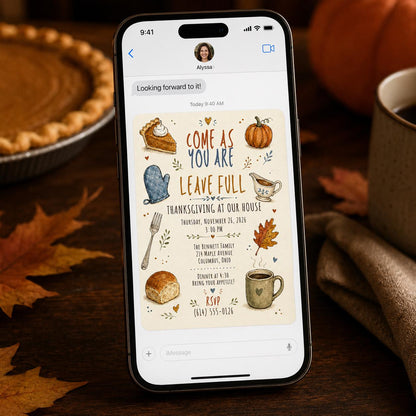 Thanksgiving Dinner Invitation — invitation you personalize in Canva