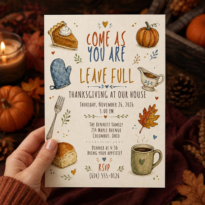 Thanksgiving Dinner Invitation — print-ready Thanksgiving gathering design from VoltBy