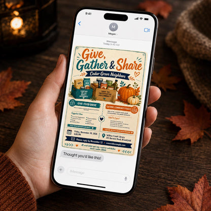 Thanksgiving Food Drive Flyer — digital invitation, instant download