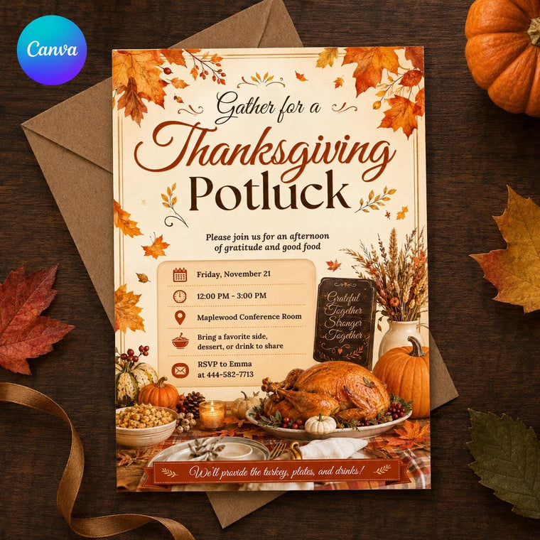 Thanksgiving Potluck Invitation: Friendsgiving Dinner