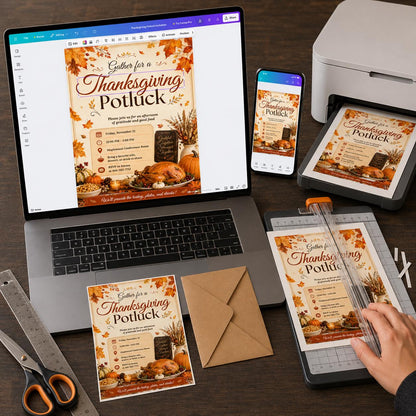 Thanksgiving Potluck Invitation: Friendsgiving Dinner — digital invitation, instant download