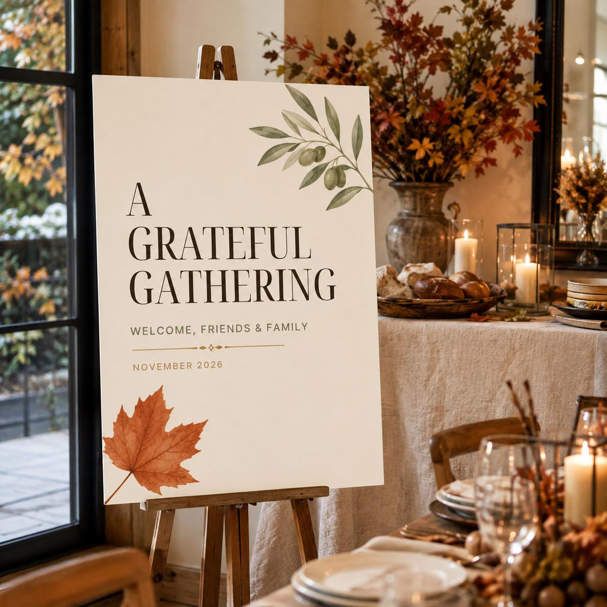 Thanksgiving Welcome Sign — print-ready Thanksgiving gathering design from VoltBy