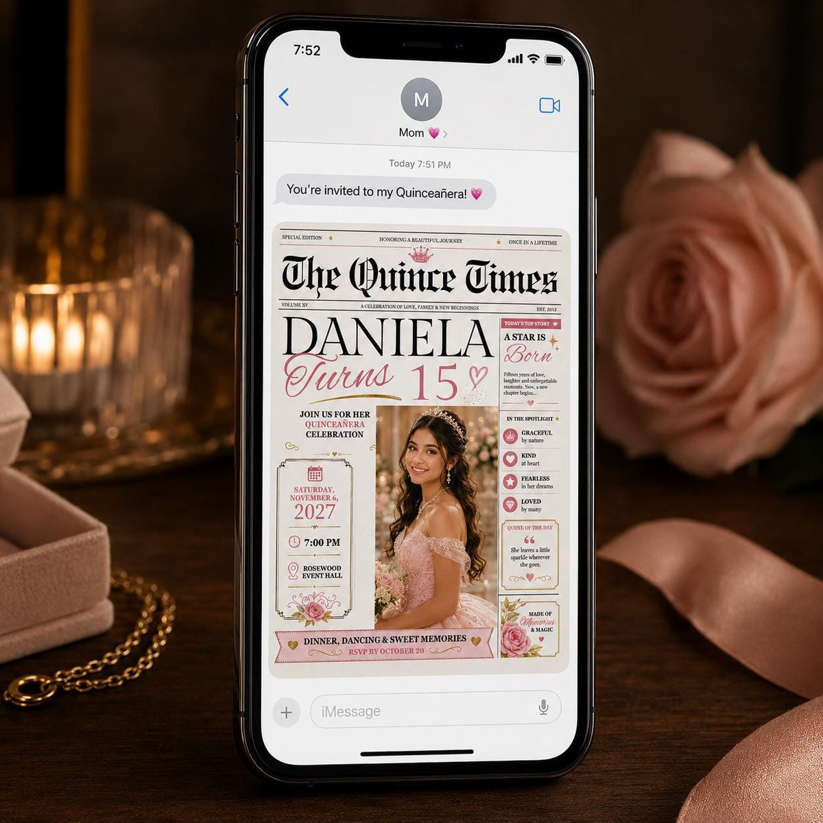 The Quince Times Photo Quinceañera Invitation — newspaper design