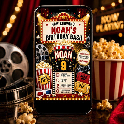 Ticket Movie Birthday Invitation — digital invitation, instant download