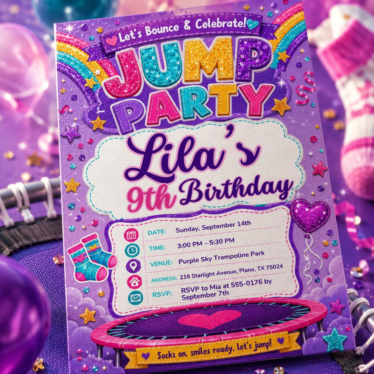 Trampoline Jump Party Invitation — design view 7
